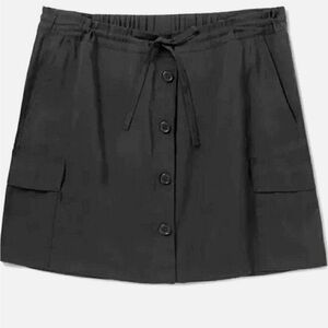 CAbi Black Button-Front Drawstring Skort